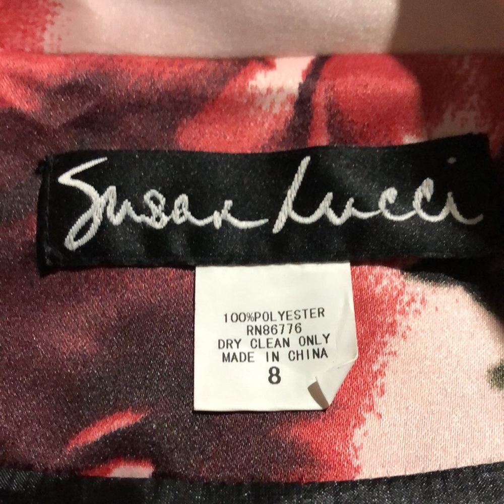 Susan Lucci Silky Floral Trench Coat Dress Overcoat, Size 8, Pink Red - Picture 3 of 3